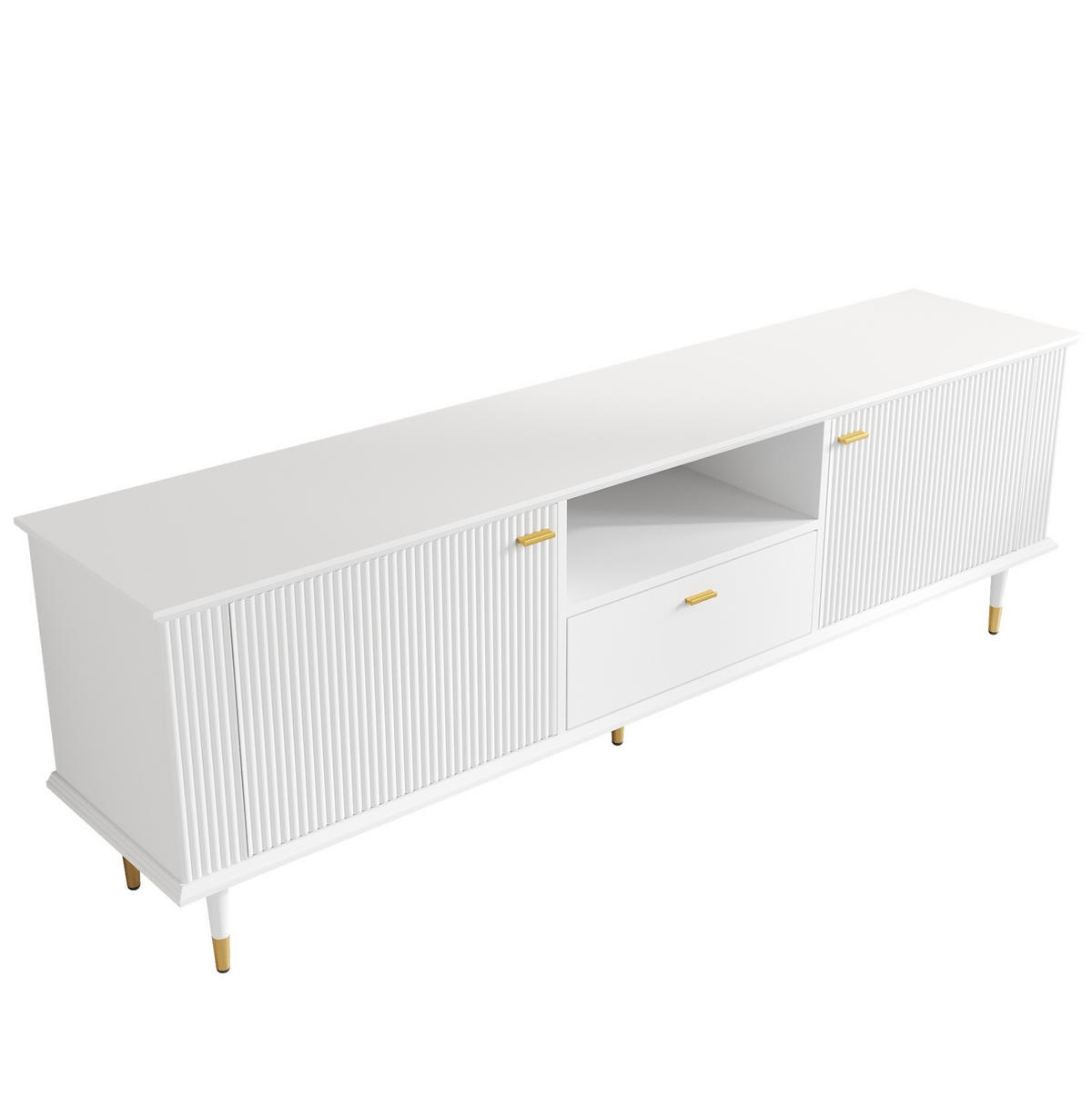 TV-LOWBOARD 170/36/54 cm weiß aus MDF mit Soft-Close und Kabelöffnungen - Weiß, Holzwerkstoff (36/54/170cm) - OKWISH