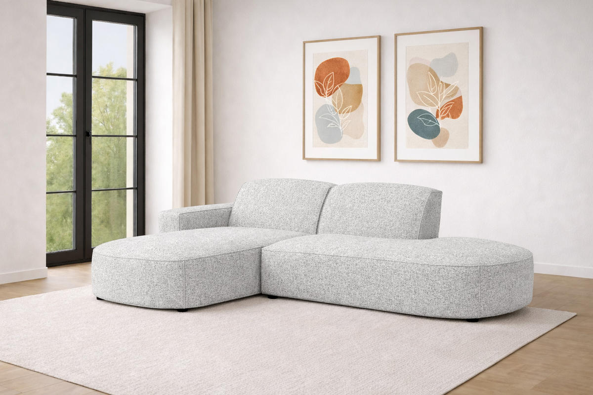 ECKSOFA Cursal Atelier, Stoff Artico, Cement, Links - Grau, Holz (269/166cm) - Kaiser Möbel