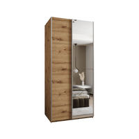 SCHWEBETÜRENSCHRANK 245,5/100/64 2-türig - Silberfarben/Eiche Artisan, Holz/Metall (100/245/64cm) - Abiks Möbel