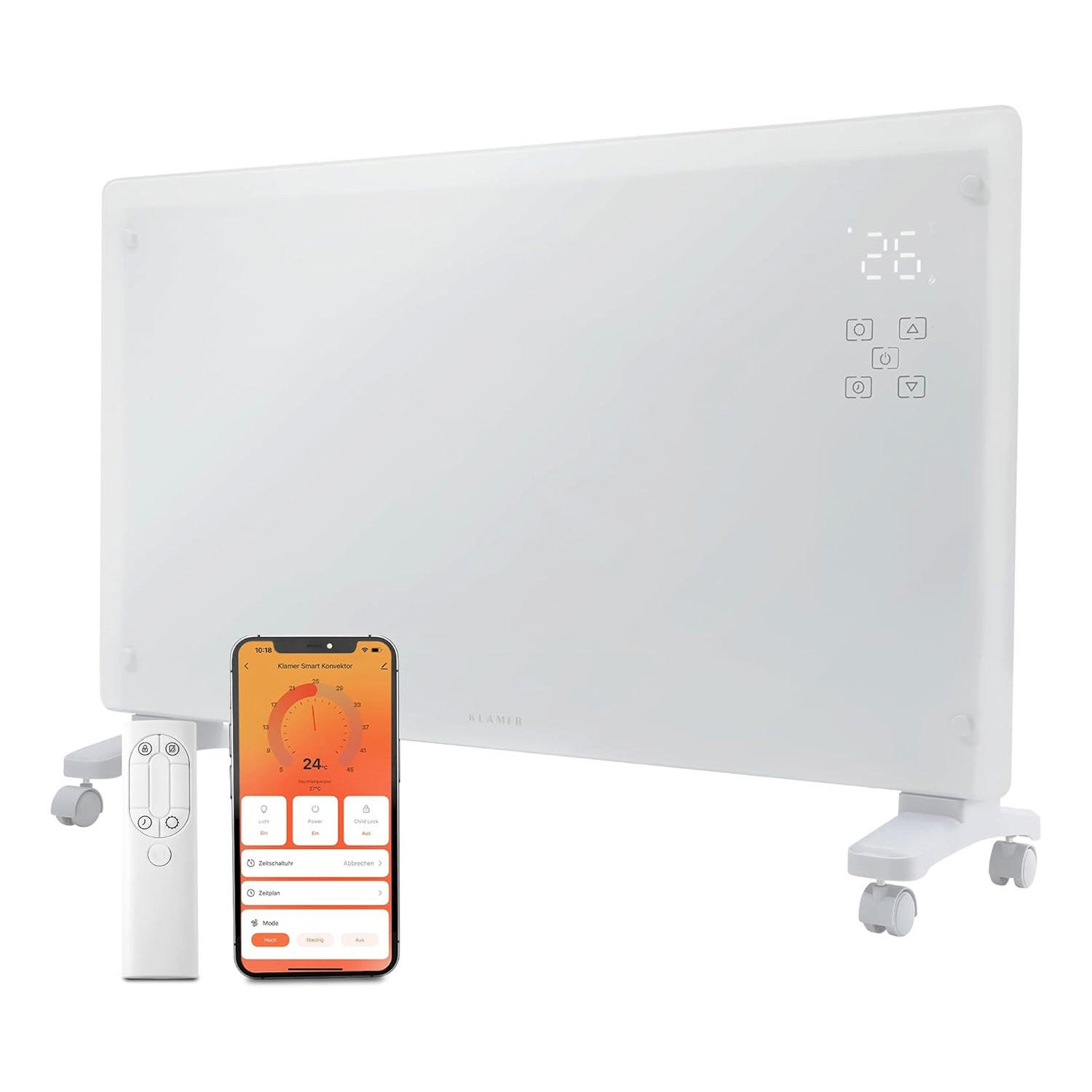 KONVEKTOR 2500 W WLAN Heizgerä - Weiß, Kunststoff/Metall (25/55/85cm) - KLAMER