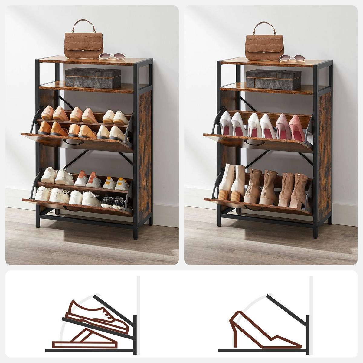 SCHUHSCHRANK - Braun, Holzwerkstoff (30/95/60cm) - Hansiro