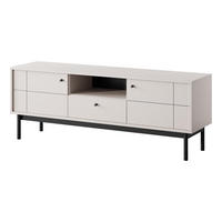 TV-SCHRANK Panda Beige, Schwarze Beine, Tv-Tisch mit Schublade - Beige/Schwarz, Holzwerkstoff (154/57/39cm) - Bettso