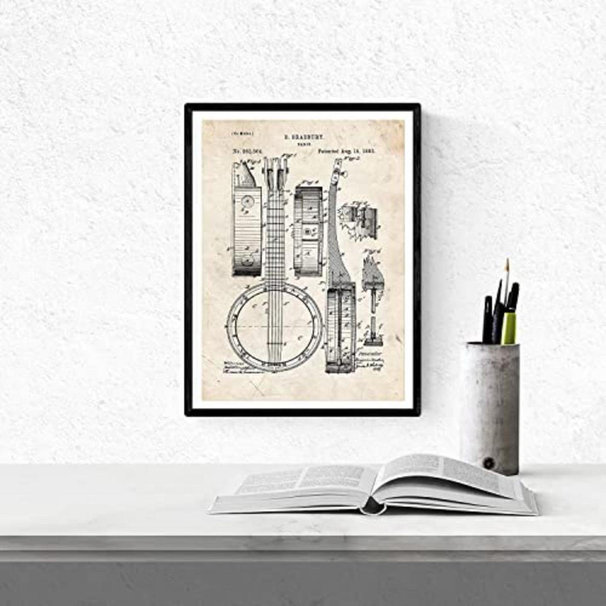 POSTER Set mit 4 Jahrgang MusikPatenten A4 Rahmenlos - Klar, Papier (29.7/3cm) - Nacnic