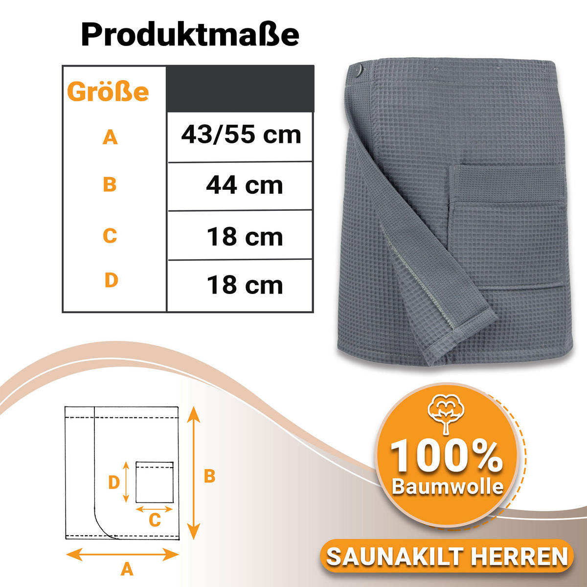 BADEMANTEL, Universalgröße, 100% Baumwolle, Grau - Anthrazit, Textil (Einheitsgrößecm) - Zollner