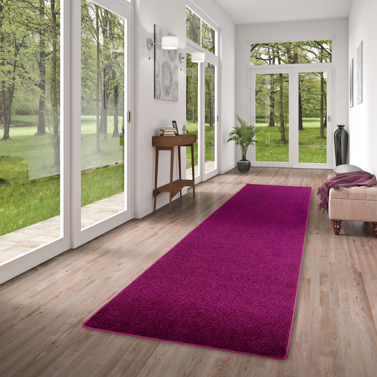 HOCHFLOR VELOURS LÄUFER TEPPICH LUNA - Violett, Textil (80/200cm) - Snapstyle