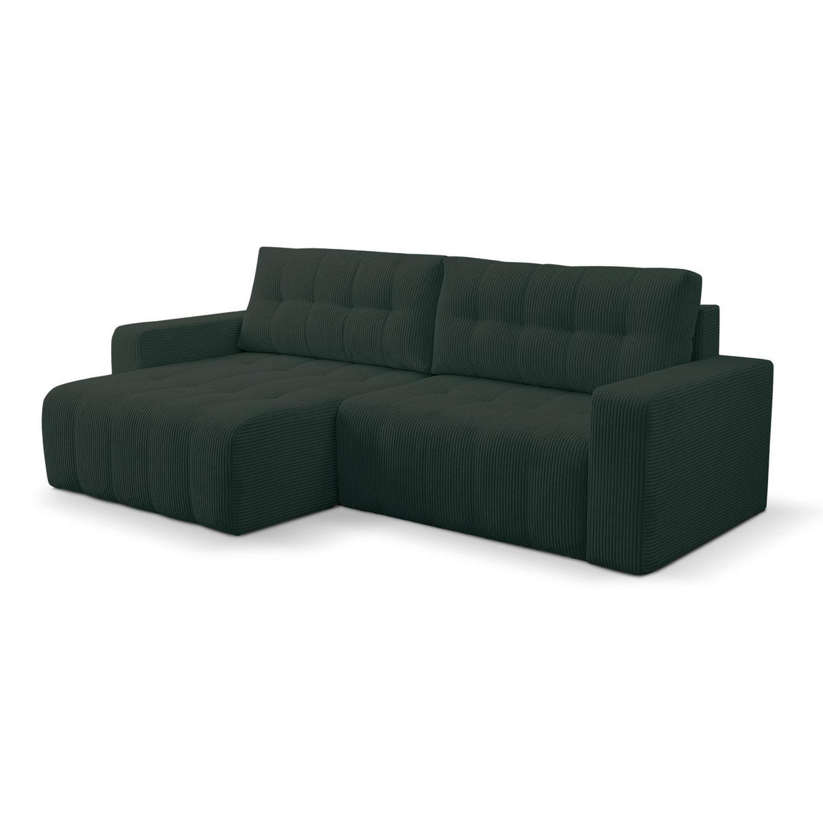 ECKSOFA Maillo Dunkelgrün Cord - Dunkelgrün/Schwarz, Kunststoff/Textil (245/143cm) - Selsey