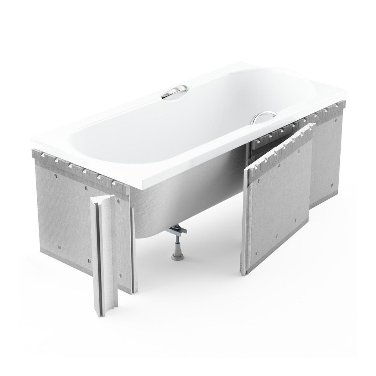 BADEWANNE Rechteck QUADRO SLIM 175/80 mit Styro Ablauf Füße - Weiß, Kunststoff (80/55.5/175cm) - bad land