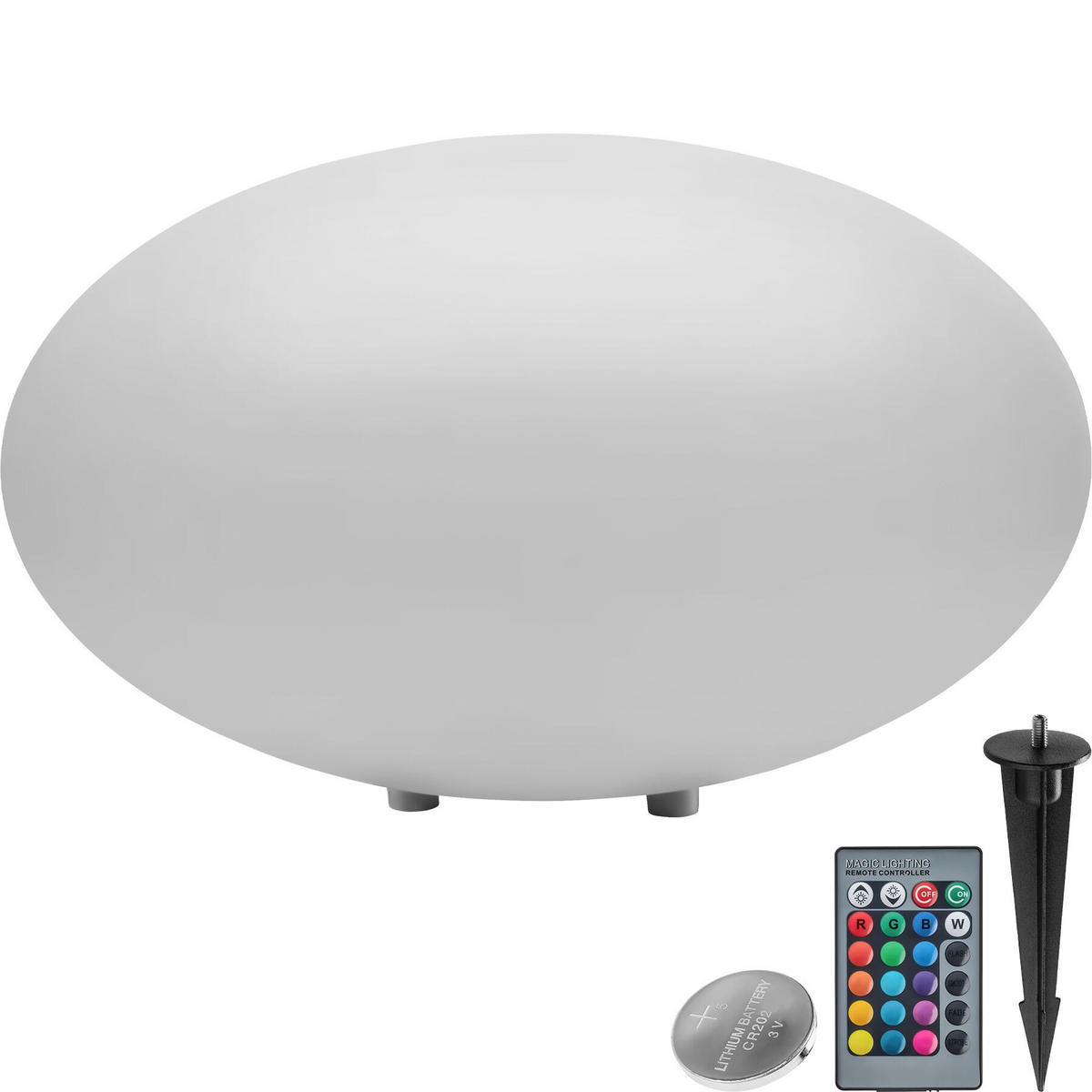 KUGELLEUCHTE Luminous Eye, inklusive Erdspieß, weiß - Weiß, Kunststoff (35/35/28.5cm) - tectake