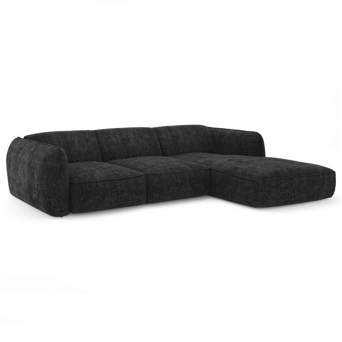 ECKSOFA RECHTS Rastervelours Dunkles Anthrazit 272cm - Anthrazit, Textil (272/165cm) - Sia Home