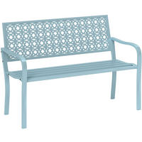 ZAHRADNÍ lavička z oceli 127x63x85 cm modrá s opěradlem a područkami, odolná vůči počasí, pro 2 osoby - modrá, kov (127/83/63cm) - Modfu