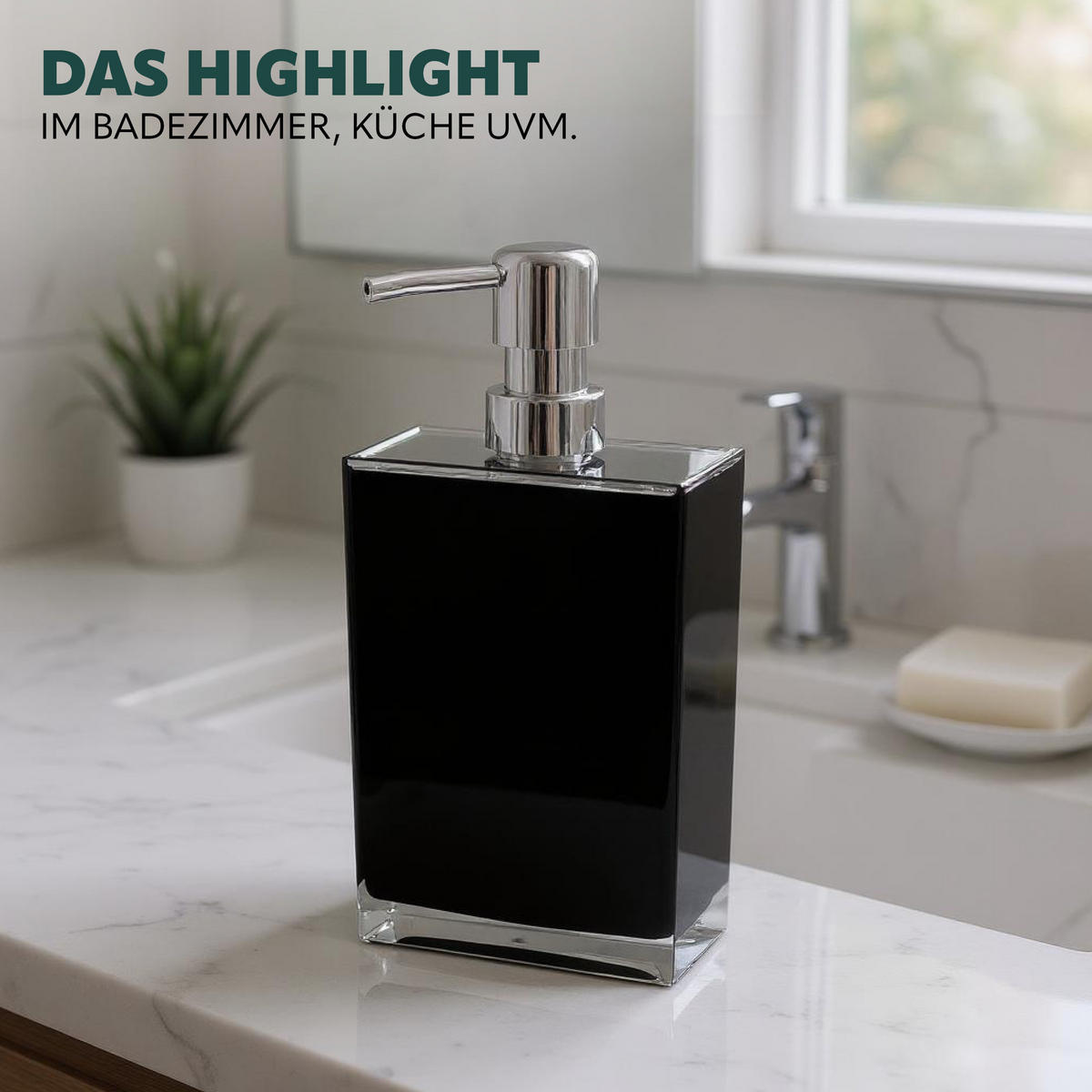 SEIFENSPENDER 500 ml, schwarz, Kunststoff - Schwarz, Kunststoff (10/21/5cm) - bremermann