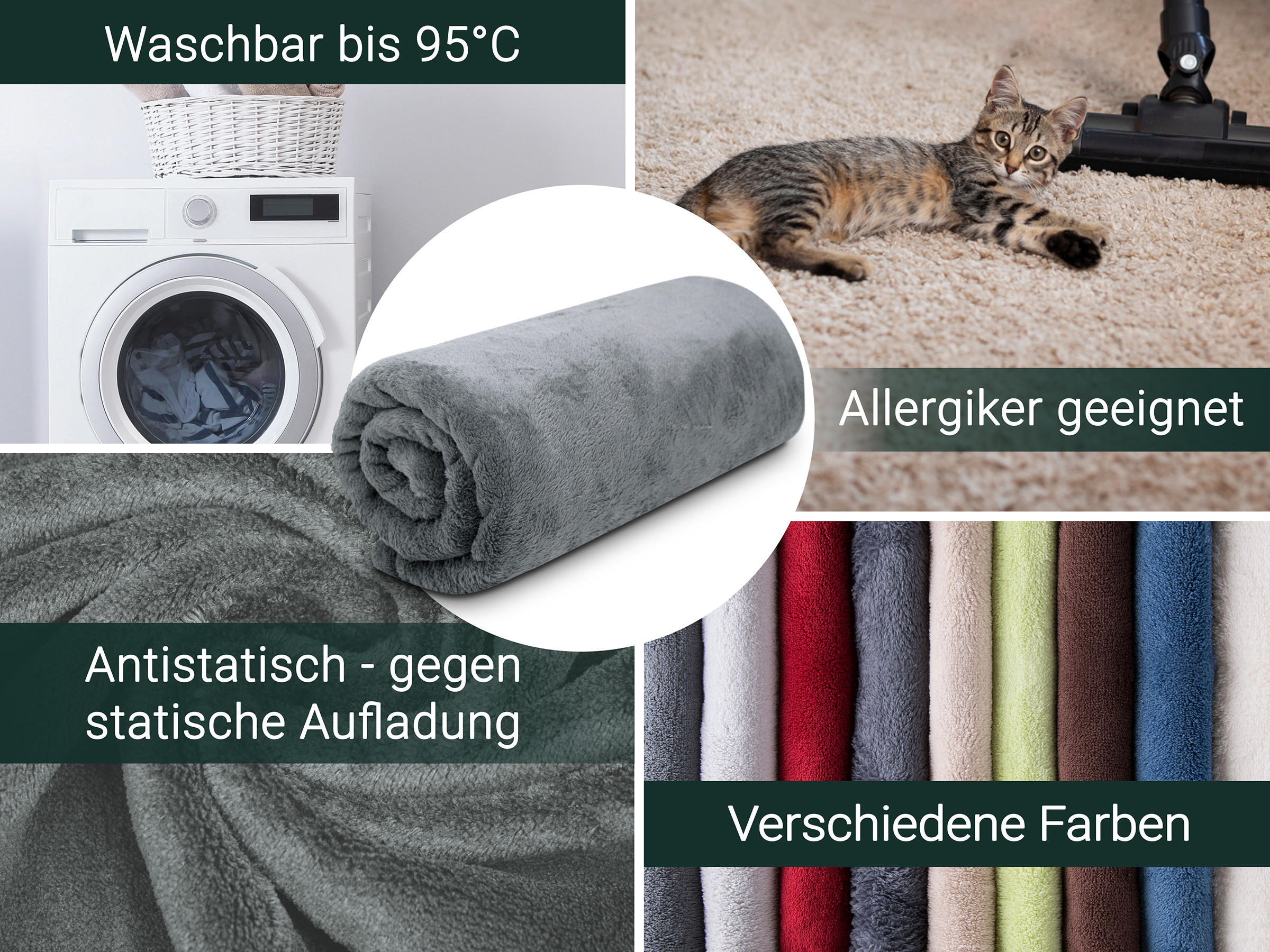 KUSCHELDECKE, 220x240 cm, 100% Polyester, Grau - Graphitfarben, Textil (220/240cm) - Zollner