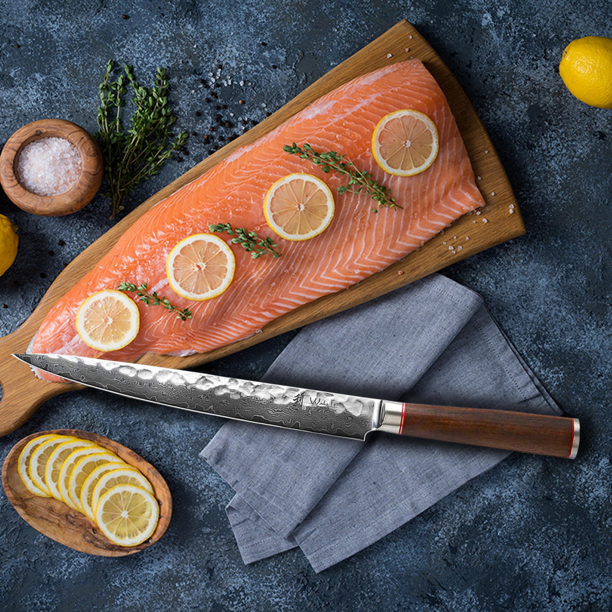 SASHIMIMESSER 25 cm - Nussbaumfarben, Holz/Metall (39cm) - Wakoli