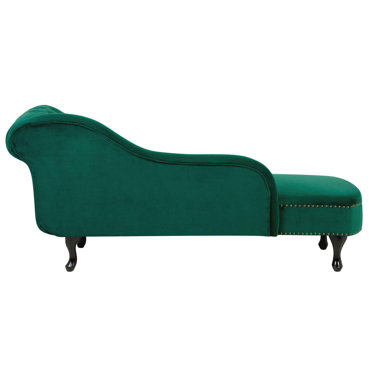 CHAISELONGUE Samtstoff grün rechtsseitig Nimes - Dunkelbraun/Grün, Textil (170/79/61cm) - Beliani