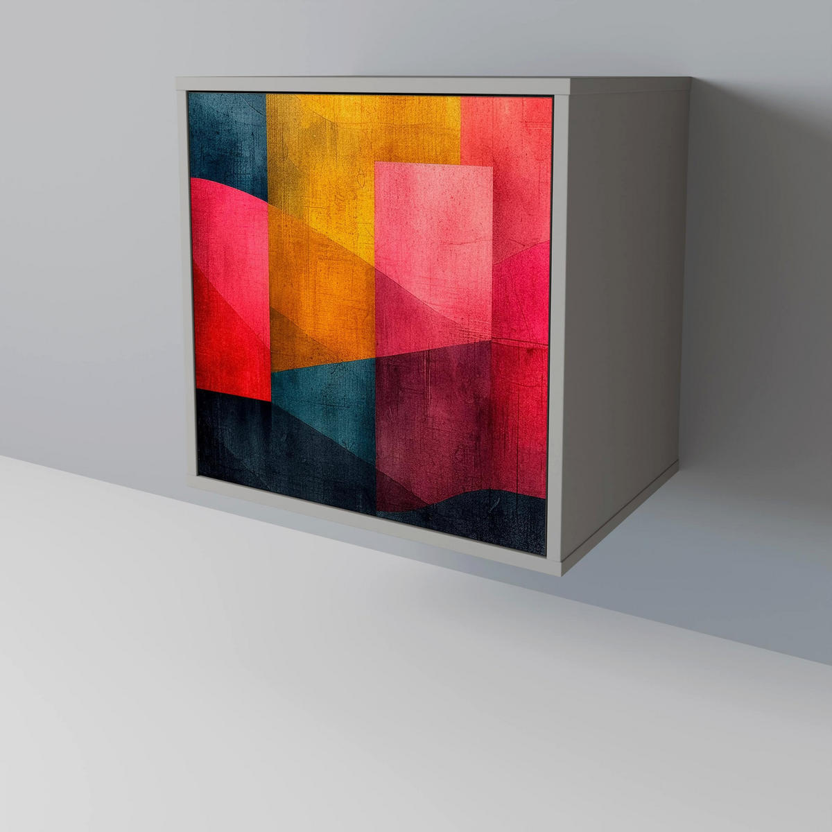 SIDEBOARD COLORFUL SOUNDS, Grau, 57,5x42x75,5 cm, Goldfarbene Metallfüße - Goldfarben/Multicolor, Holzwerkstoff/Metall (57.5/75.5/42cm) - SpaceRebels
