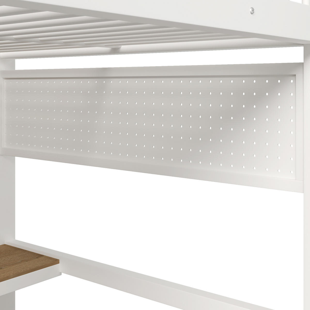 HOCHBETT 140/200 cm DE-33136 mit LED und Stauraumtreppe Weiß - Weiß, Metall (140/200cm) - ComfortXL