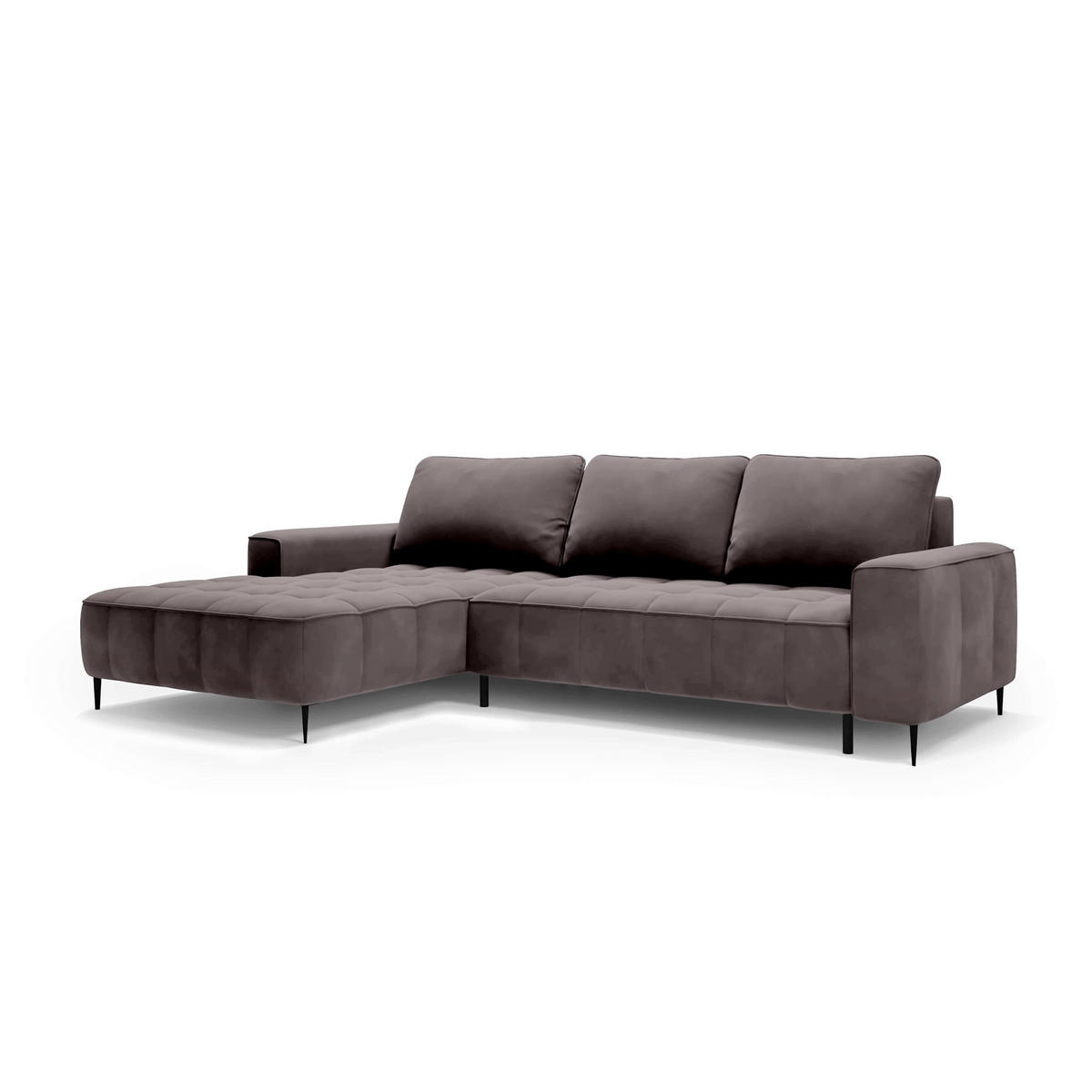 ECKSOFA Francessco Grau - Grau, Textil (280/90/166cm) - Pillovely