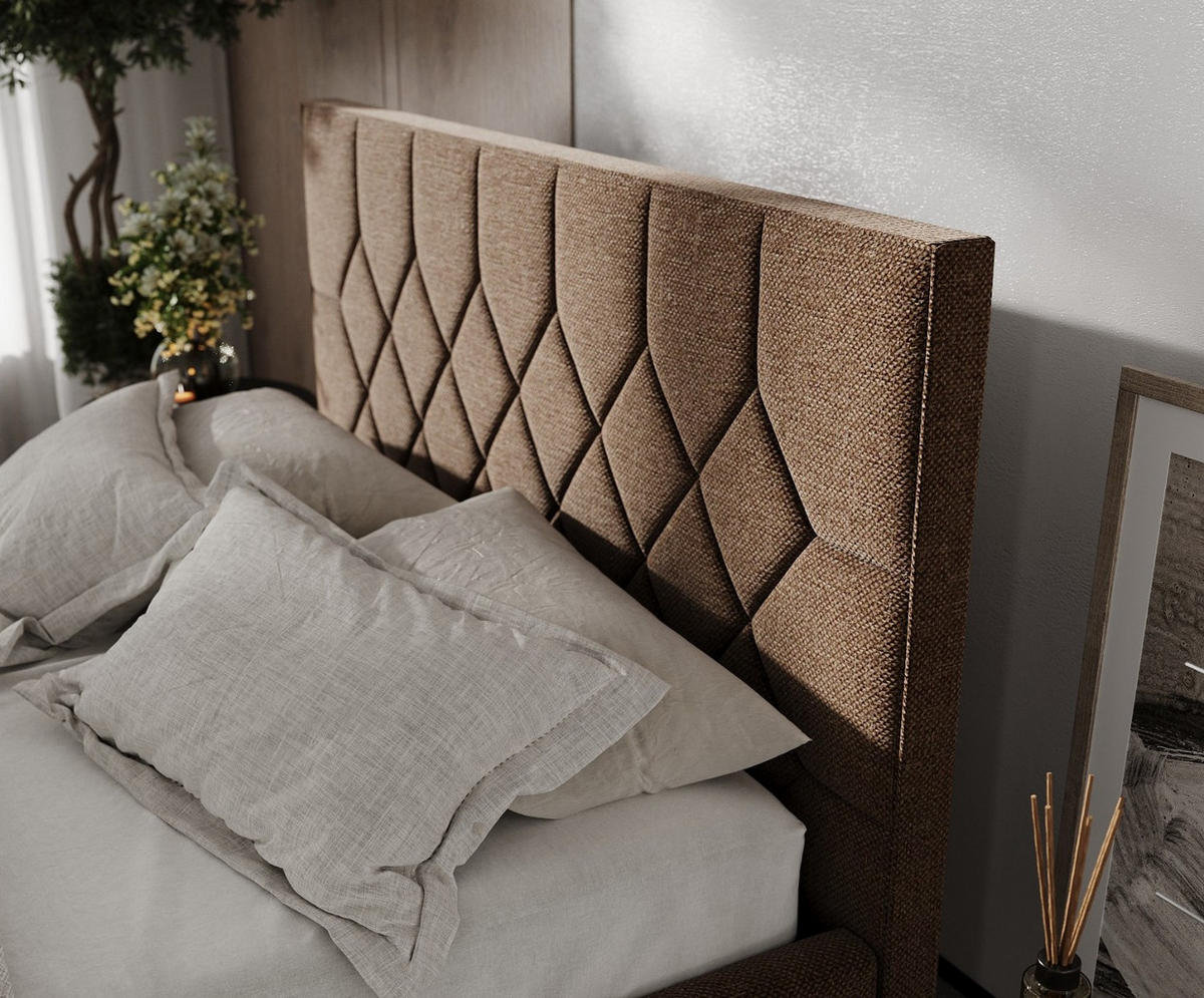 POLSTERBETT Brisa 160/200 cm Braun im Inari Stoff - Schwarz/Naturfarben, Holz/Holzwerkstoff (160/200cm) - AltaBeds