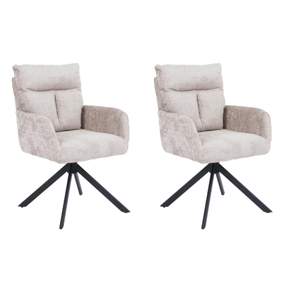 ESSZIMMERSTUHL ALUNA - Chenille, 2 - Beige, Kunststoff/Metall (66/91/72.5cm) - Home Deluxe