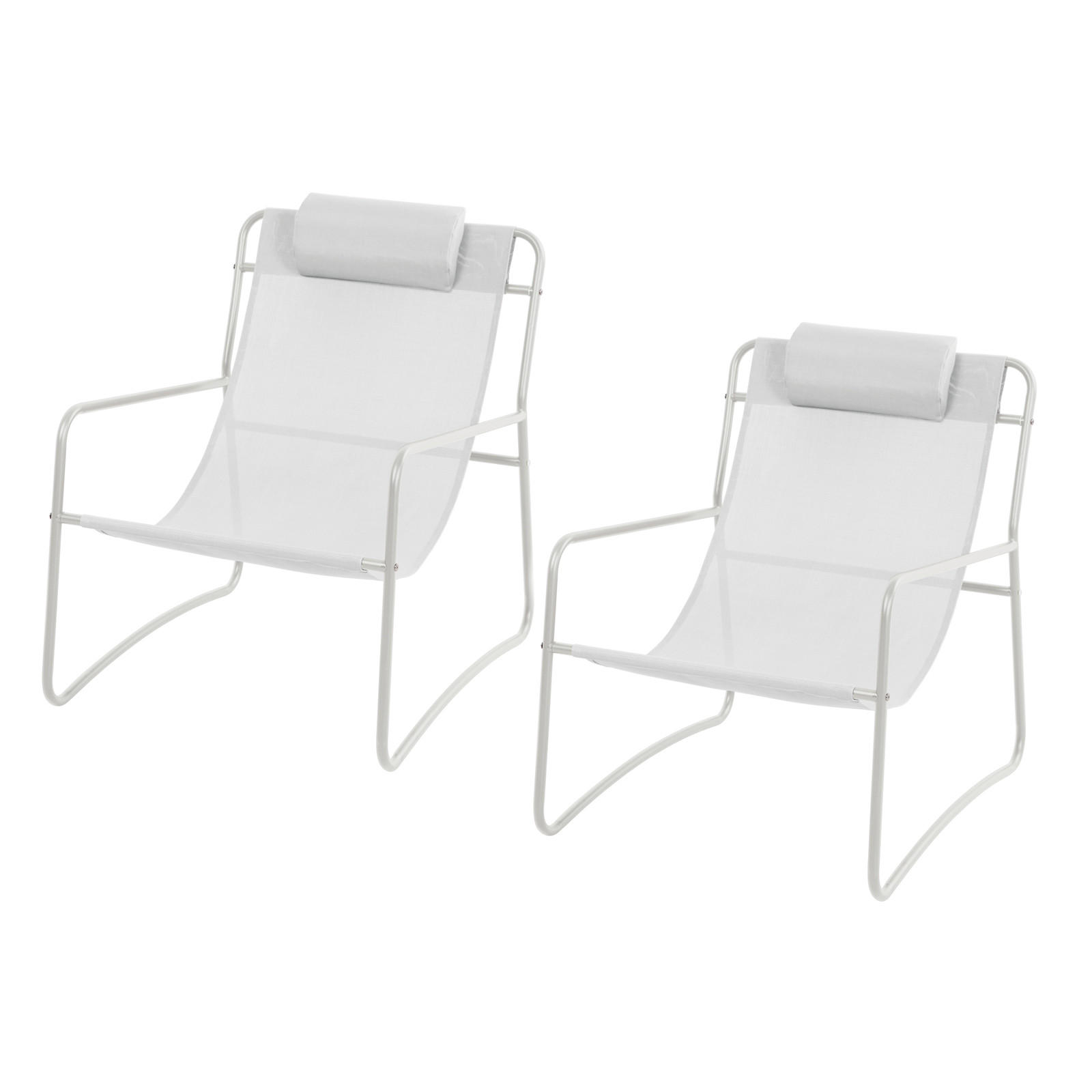 RELAXSESSEL Sveio Dunkelgrau (2er Set) - Weiß, Metall (65/81/80cm) - SVITA