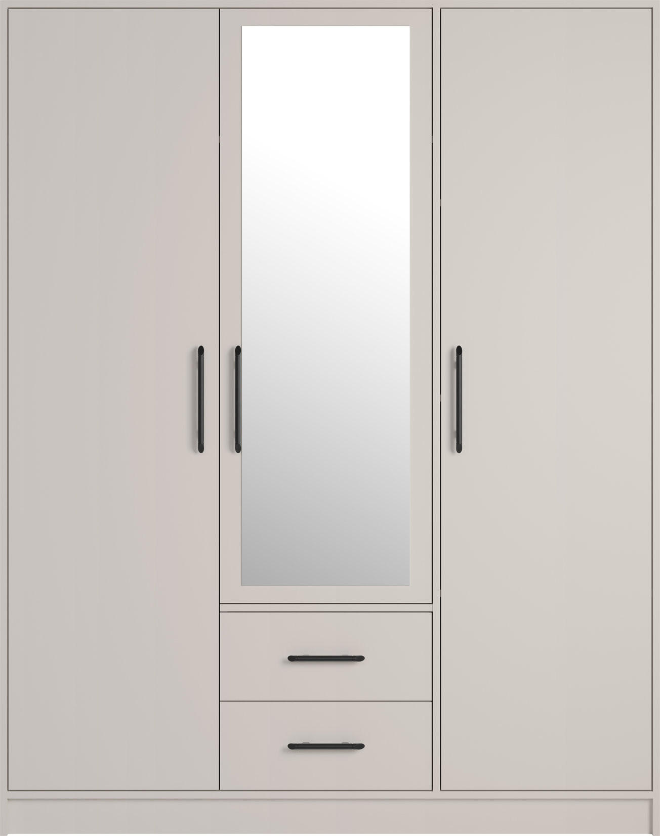 DREHTÜRENSCHRANK VANO 150/190/56cm 3-türig mit Spiegel Kaschmir - Kaschmir, Holzwerkstoff (150/190/56cm) - MASSENO