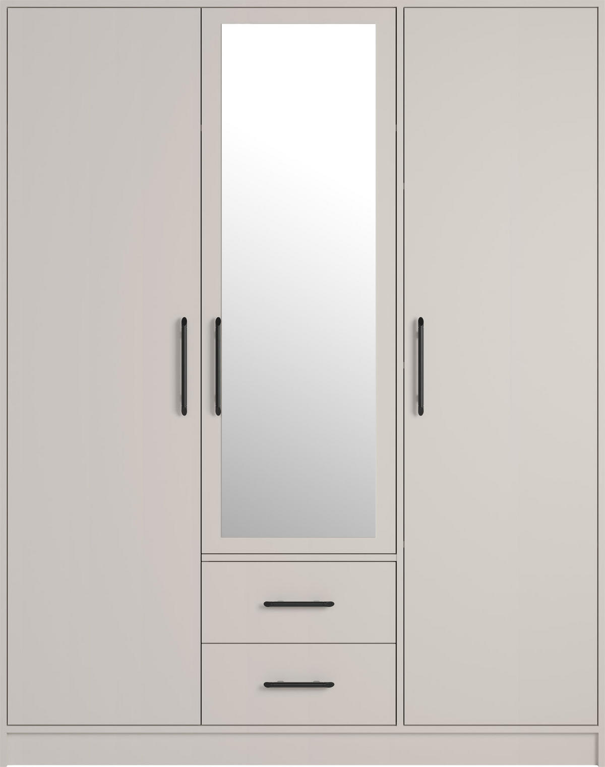 DREHTÜRENSCHRANK VANO 150/190/56cm 3-türig mit Spiegel Kaschmir - Kaschmir, Holzwerkstoff (150/190/56cm) - MASSENO