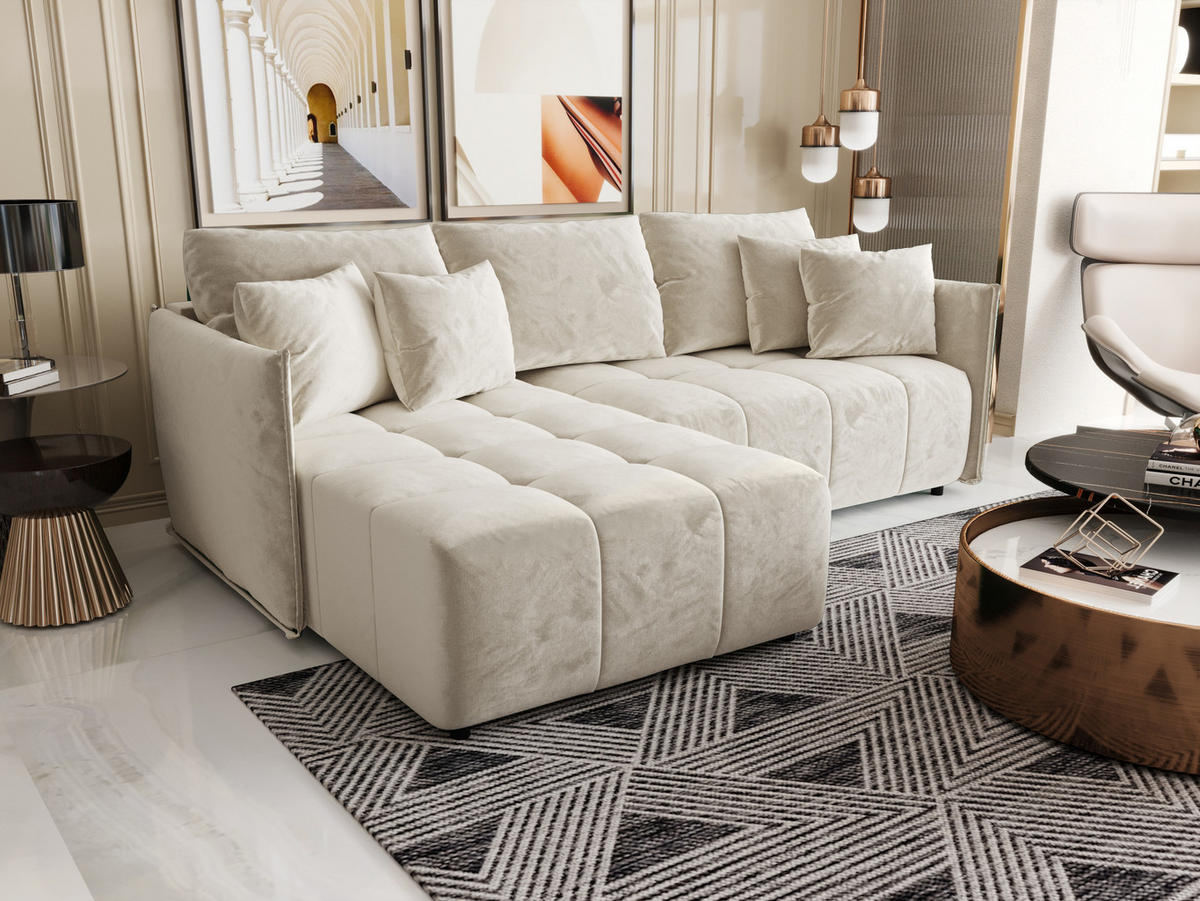 ECKSOFA Onil mit Schlaffunktion - Beige, Textil (242/190cm) - SIMKAM Furniture