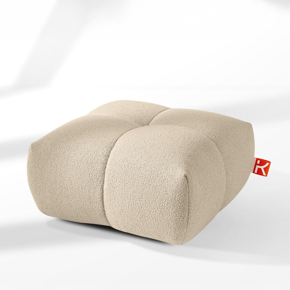 POUF VENA Bouclé, Hellbeige - Beige, Holz/Textil (65/38/65cm) - KONSIMO®