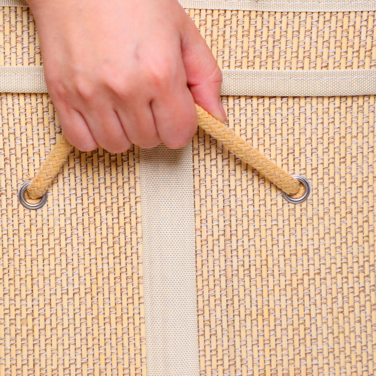 KÔŠ na prádlo - svetlohnedá, drevo/kompozitné drevo (39/58/61cm) - Relaxdays