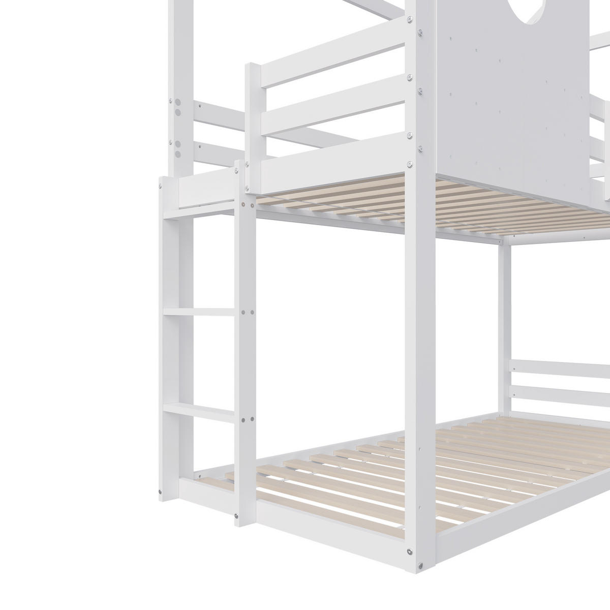 ETAGENBETT 90x200cm mit Rutschet, Lattenrost und Leiter, Weiß - Weiß, Holz (90/200cm)