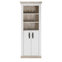 BAD-HOCHSCHRANK Pinie weiß, Oslo Pinie Landhaus, Badschrank, 65 x 200 cm - Dunkelgrau/Weiß, Holzwerkstoff/Metall (65/200/35cm) - Furn.Design