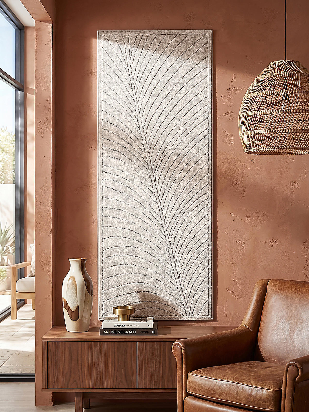 LÄUFER Outdoor, Fußbodenheizung-geeignet, mit Blattmotiv, aus Polypropylen, ENGADIN in Creme, 80 x 250 cm - Beige, Textil (80/250cm) - KADIMA DESIGN