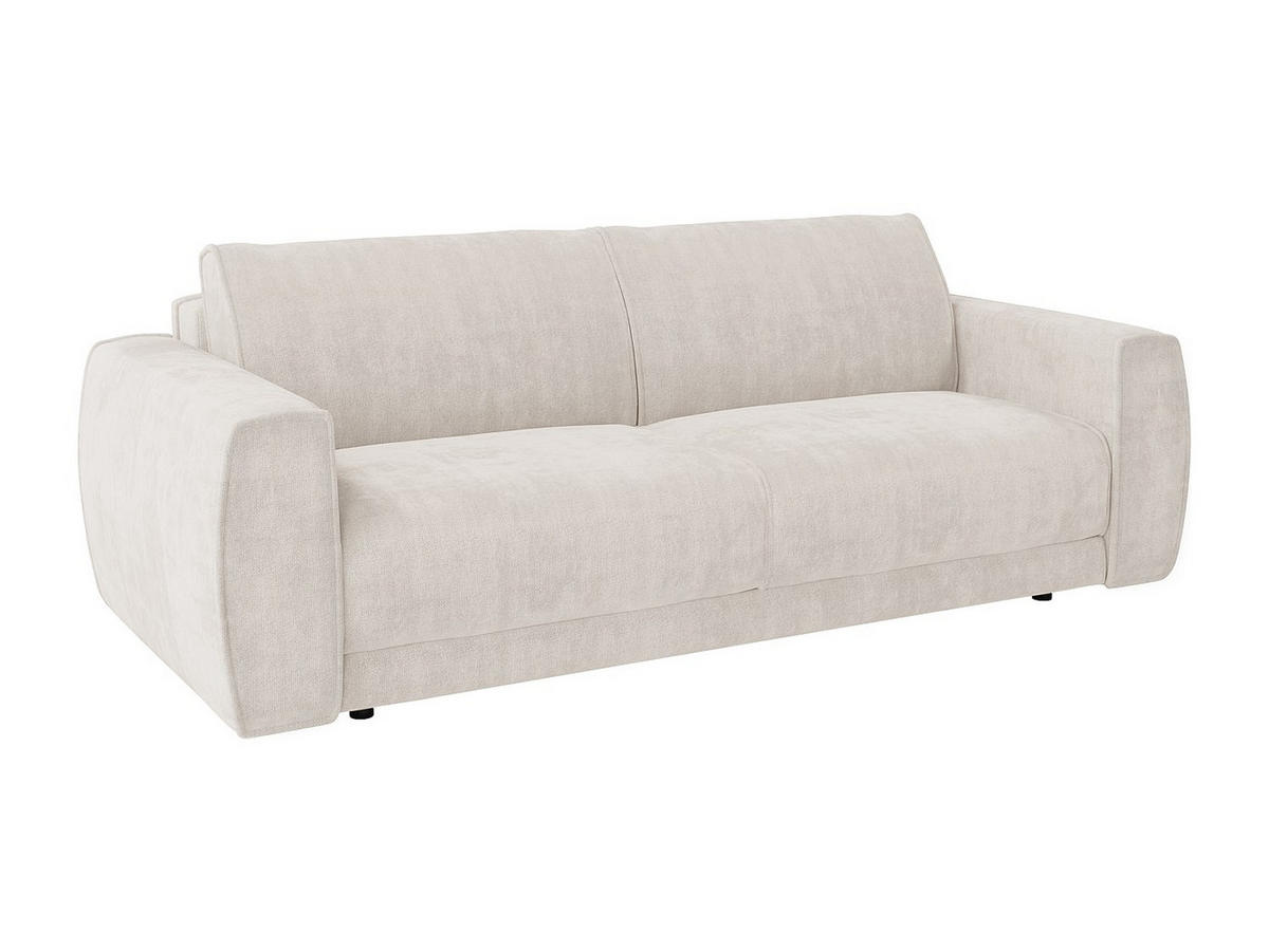 SOFA 3-Sitzer Schlafsofa Express - Chenille-Stoff Beige - Liegefläche 140 cm - Matratze 13 cm - VOMERA - Beige, Textil (200/88/100cm) - Vente-Unique