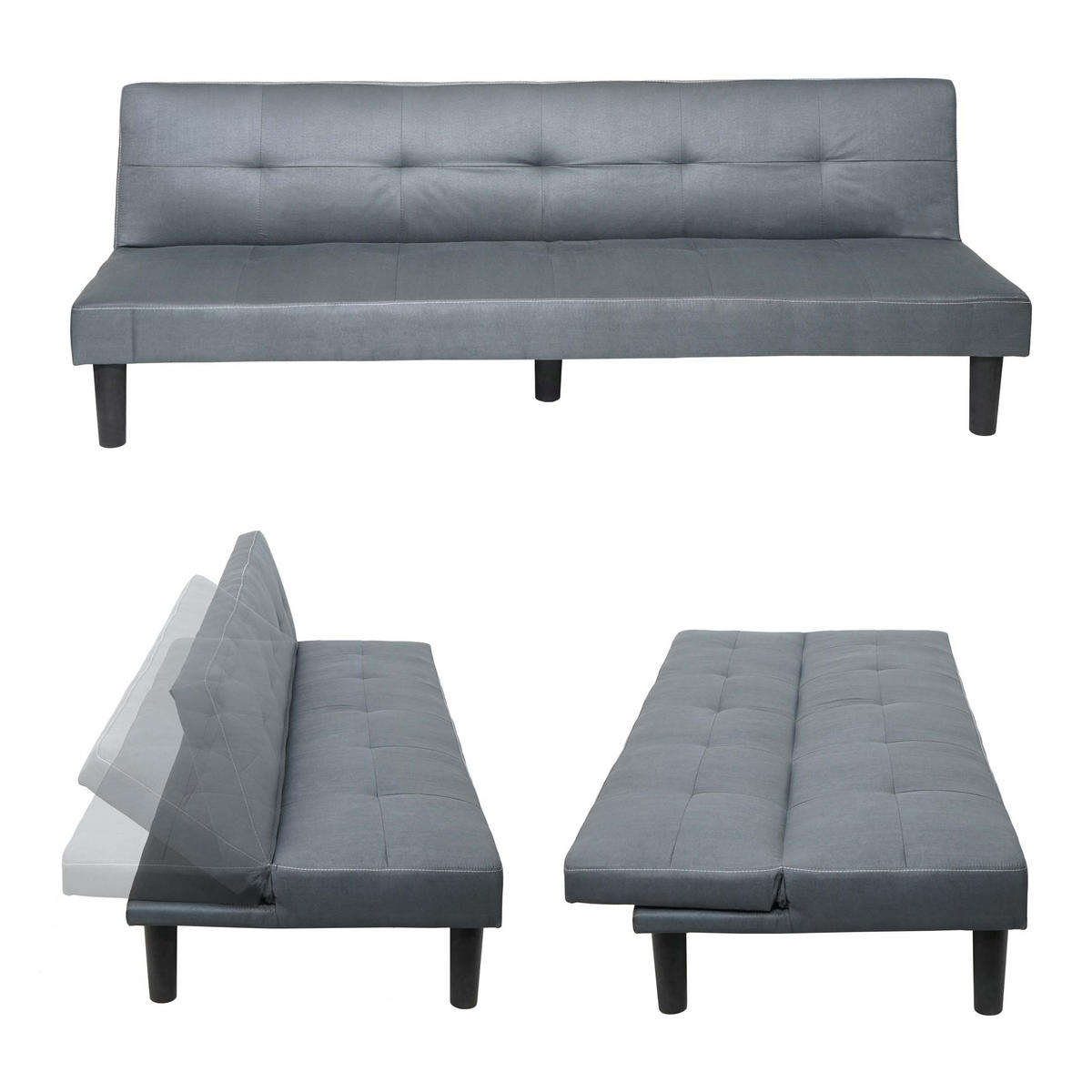 3ER-SOFA Grau - Grau, Textil (195/68/73cm) - MCW