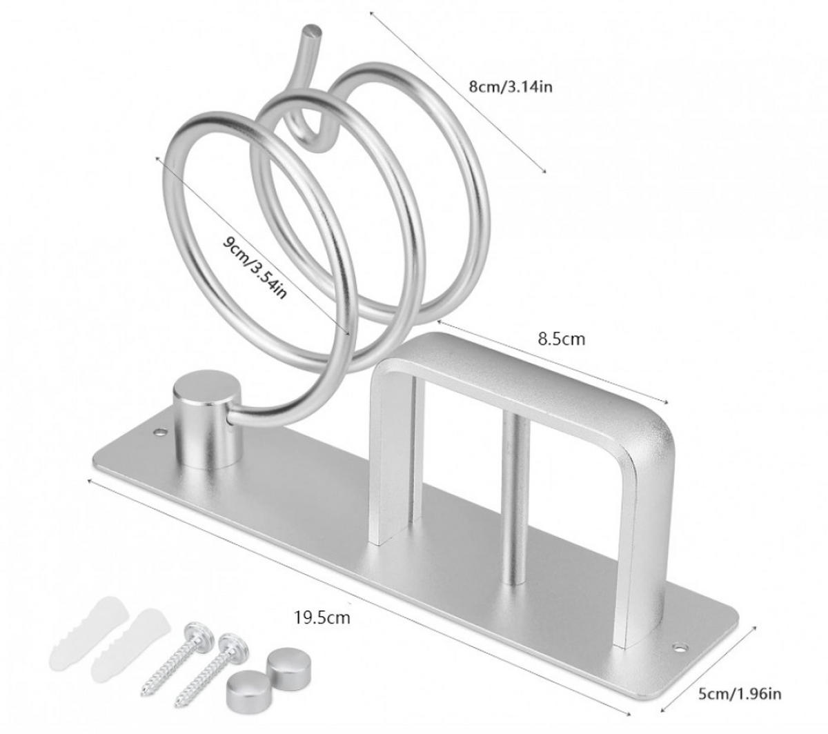 HAARTROCKNERHALTER ,Wandhalterung für Haartrockner - Silberfarben, Metall (5/15/19.5cm) - BELZ