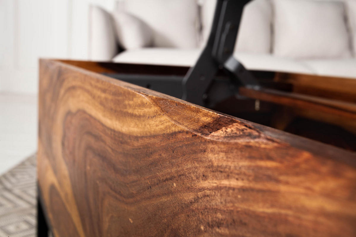 COUCHTISCH MAKASSAR FUNCTION Sheesham Natur 110 cm - Schwarz/Braun, Holz/Metall (50/110/40cm) - riess-ambiente