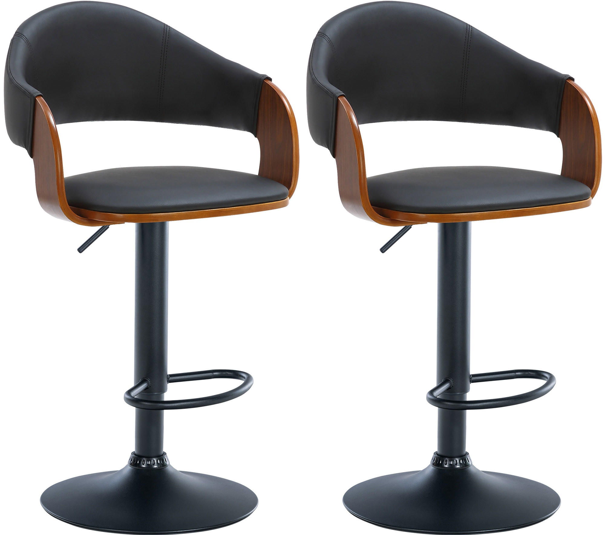 BARHOCKER 2er Set Lederlook walnuss/schwarz - Walnussfarben/Schwarz, Textil (50/89/49cm) - CLP
