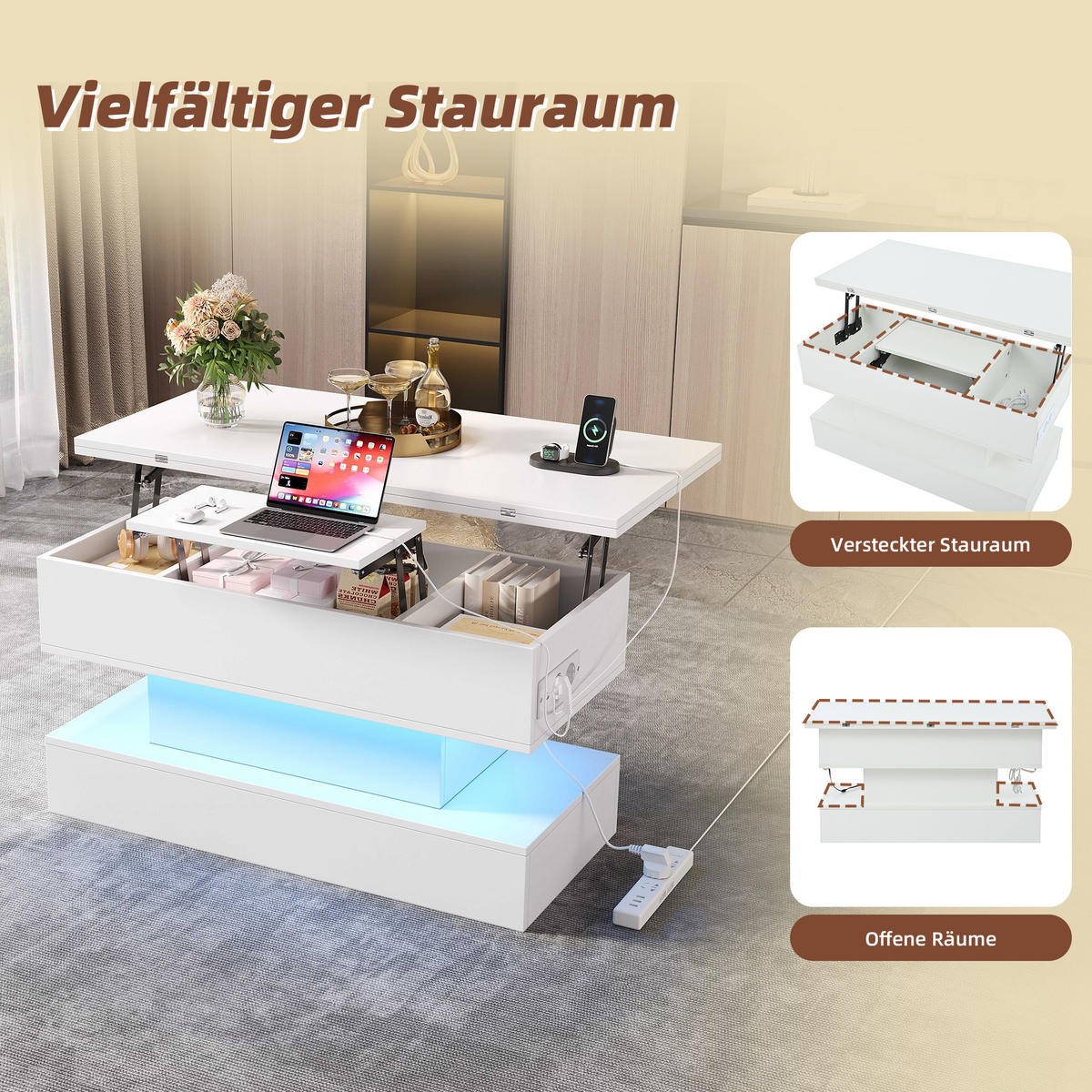 COUCHTISCH Weiß - Weiß, Holzwerkstoff (100/50/51.5cm)