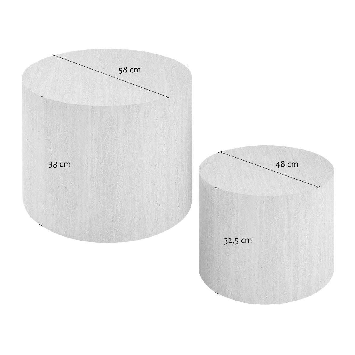 COUCHTISCHE RUND 2er set 58/58/58 cm - Beige, Holzwerkstoff (58/58/38cm) - Calicosy