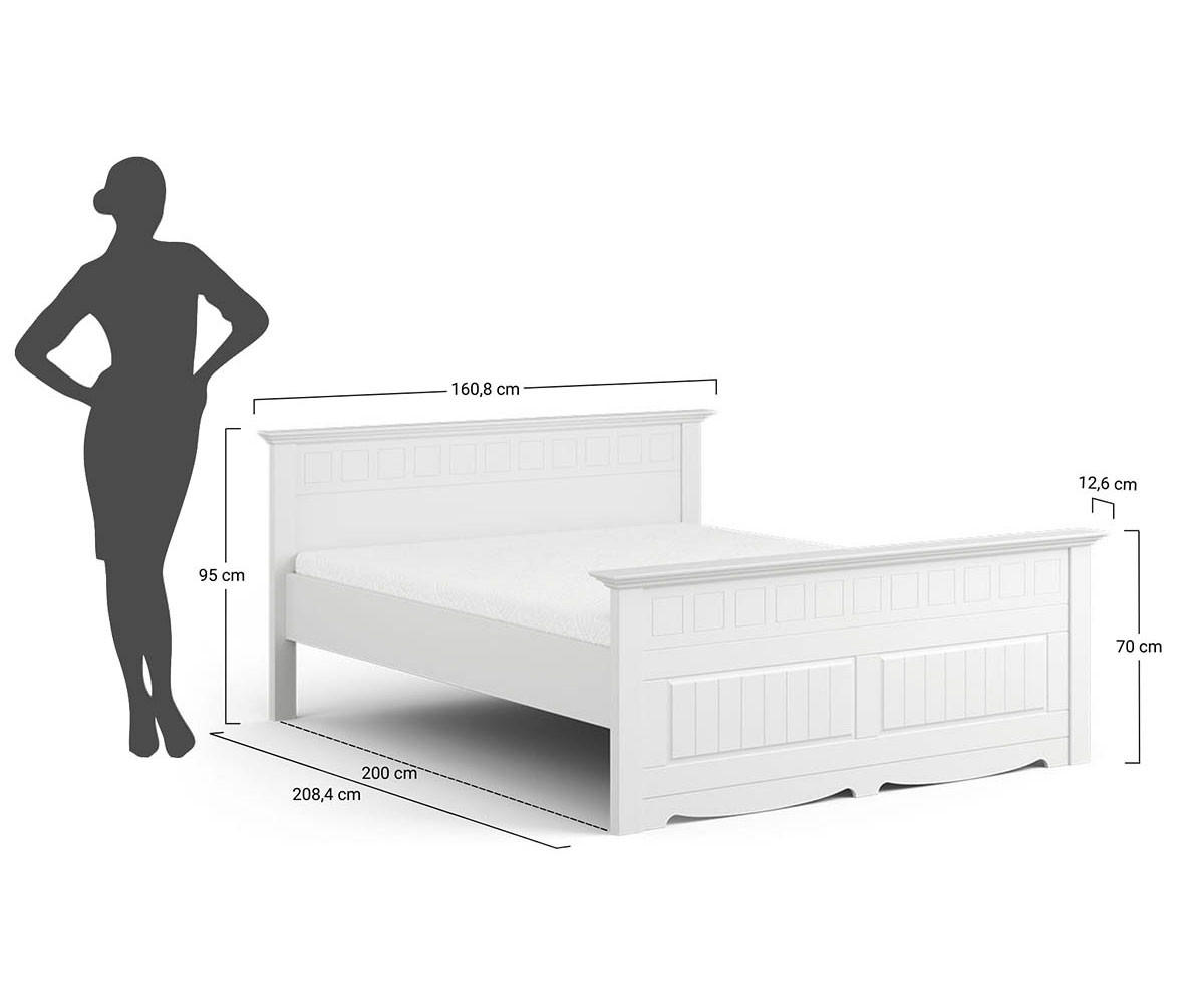 BETT Belluno Elegante Kiefer weiß lackiert 160 / 214 / 95cm - Weiß, Holz (140/200cm) - Feldmann-Wohnen