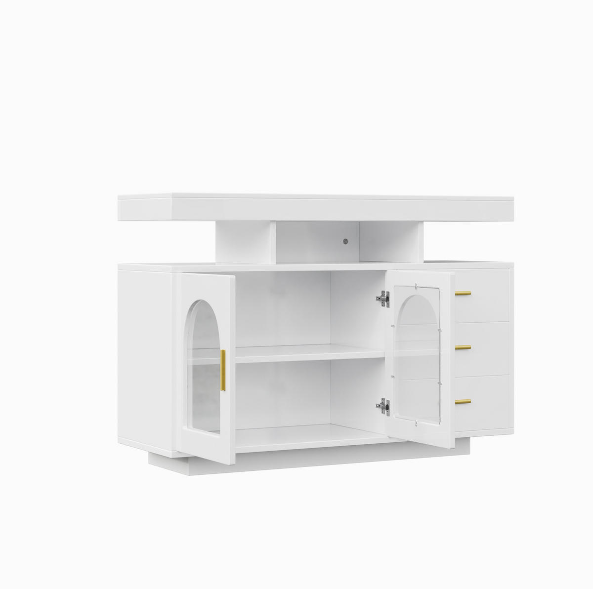 SIDEBOARD 120/40/80 cm in Weiß mit LED-Beleuchtung und Hochglanzfronten - Weiß, Holzwerkstoff (120/80/40cm) - Flora Grace