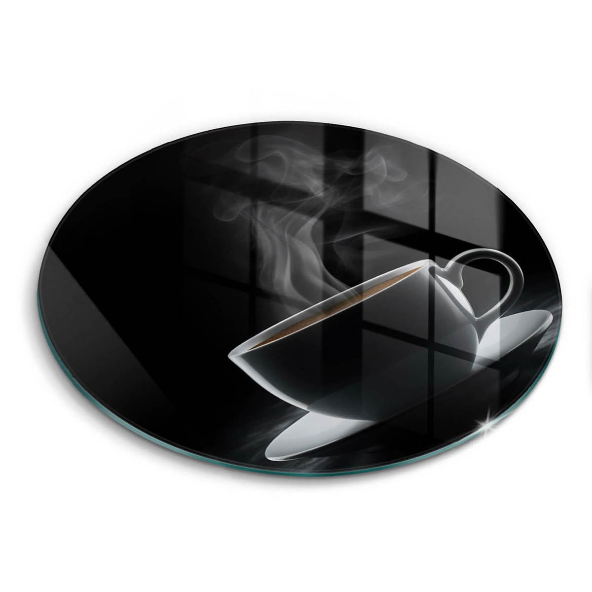 GLASPLATTE Ø 40 cm Heiße Tasse Kaffee - Schwarz, Glas (40/40cm) - Wallfluent