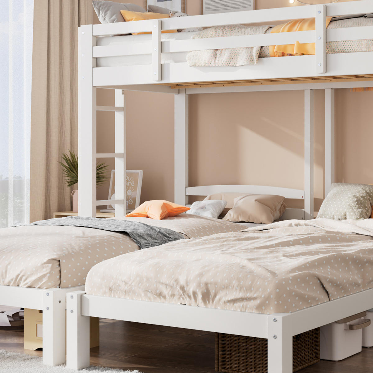 ETAGENBETT 3-fach 90x200 cm Massivholz Weiß - Weiß, Holz (90/200cm) - Meubliv