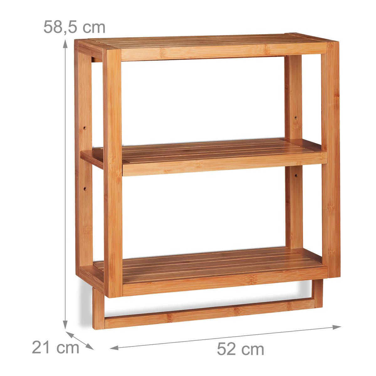 WANDREGAL - Hellbraun, Holz (52/58.5/21cm) - Relaxdays