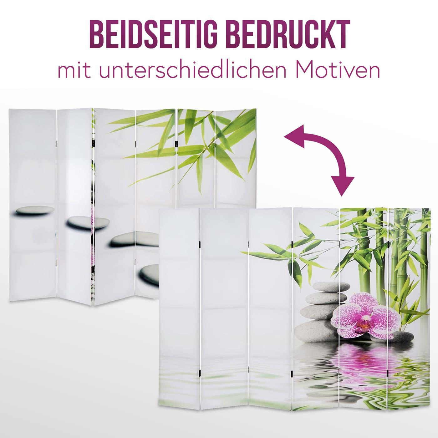 FOTO-PARAVENT Weiß, Altrosa - Altrosa/Weiß, Holz (240/180/2cm) - MCW