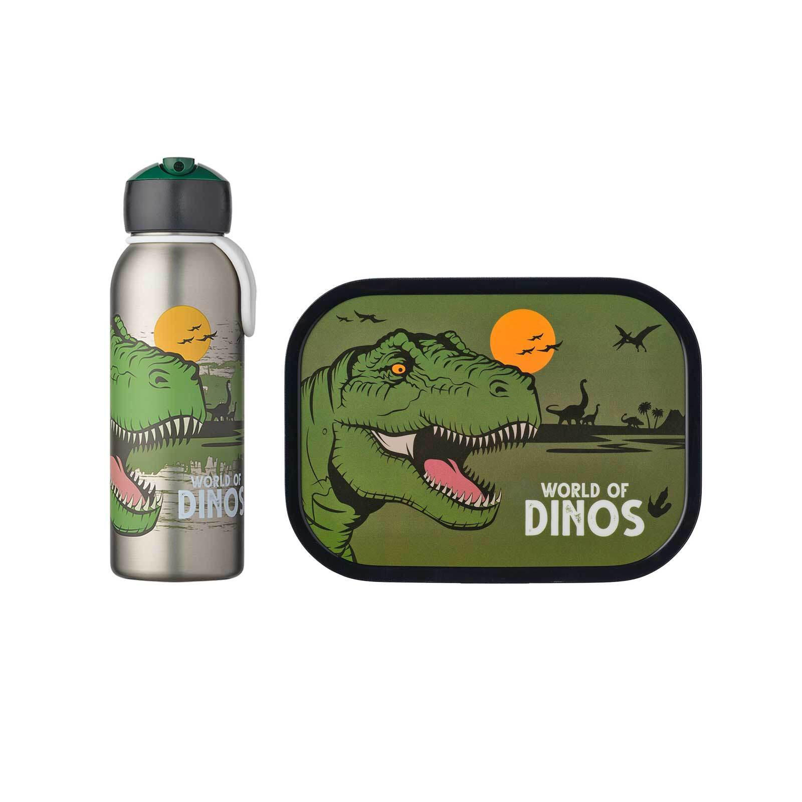 BROTDOSE + THERMOFLASCHE Campus Dino World 2er Set - Dunkelgrün, Kunststoff (1/1/1cm) - Mepal