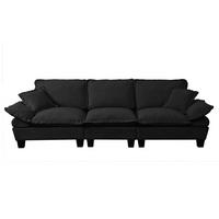 ECKSOFA 264/85/90 cm Schwarz mit gebogenen Armlehnen - Schwarz, Textil (263/82cm) - Oxeza