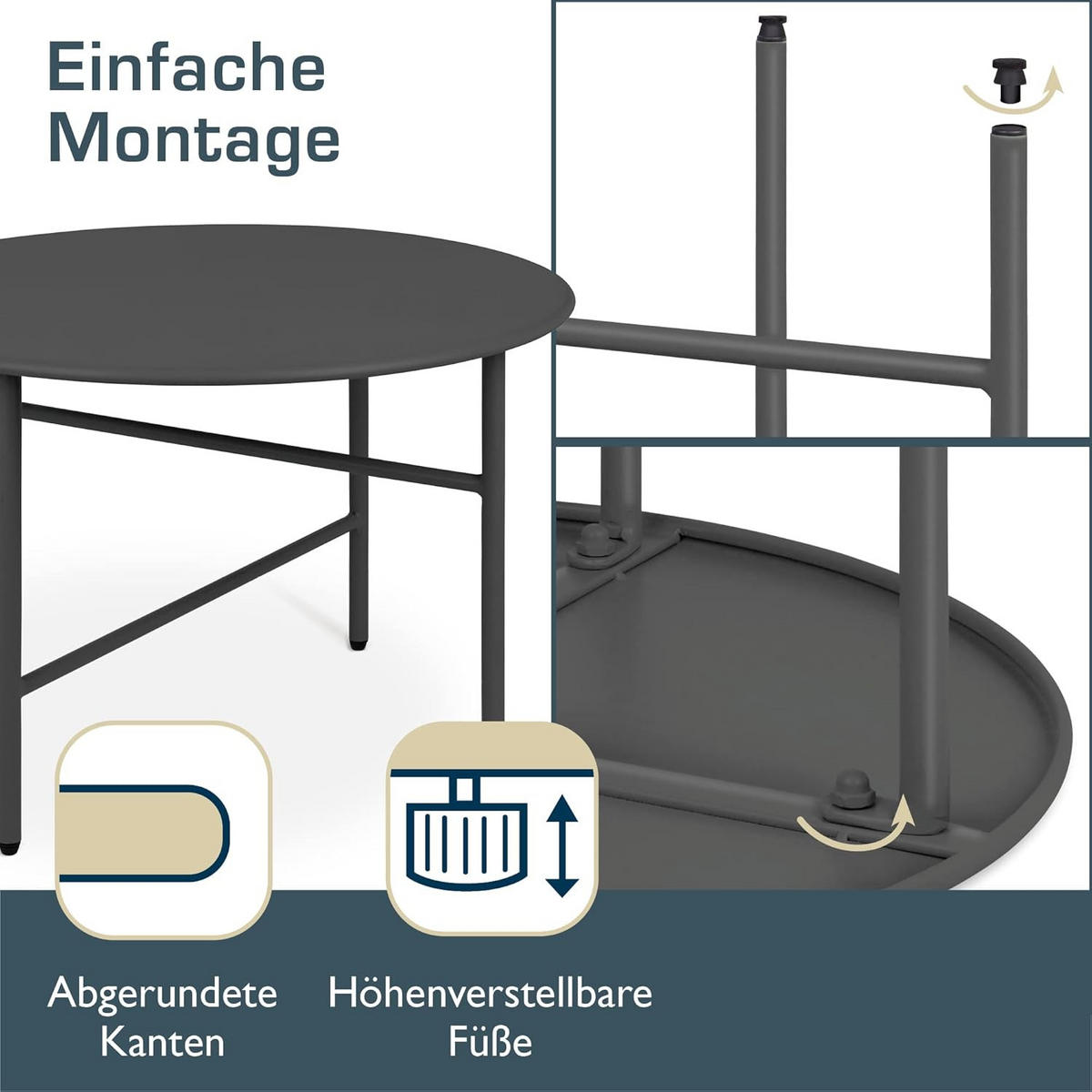 BEISTELLTISCH Finn 44/46 cm und 53/36 cm Schwarz (2tlg) - Schwarz, Metall (0.1/53/36cm) - BoMoe