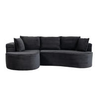 WOHNLANDSCHAFT 250/152/82 cm Dunkelgrau mit Becherhalter und Stautasche - Dunkelgrau, Textil (250/152cm) - Oxeza
