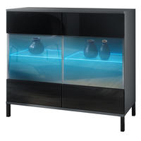 KOMMODE Bari Schwarz Hochglanz - Schwarz Hochglanz, Holzwerkstoff (92.5/83.5/35cm) - Vladon
